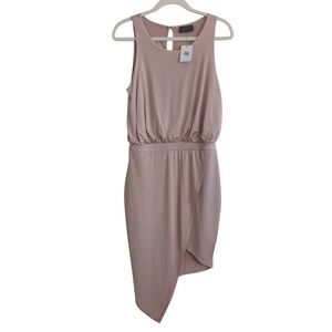 ASTR Women's Sleeveless Asymmetrical Stretchy Dress - Blush Pink- size M